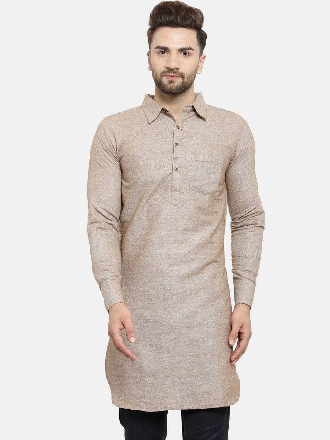 Sayesha Men Shirt Collar Pathani Pure Cotton Kurta - view 1