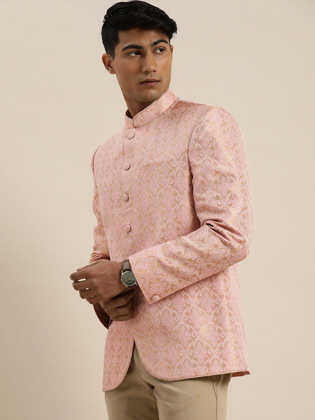 VASTRAMAY Men Self-Design Slim-Fit Bandhgala Blazer - view 1