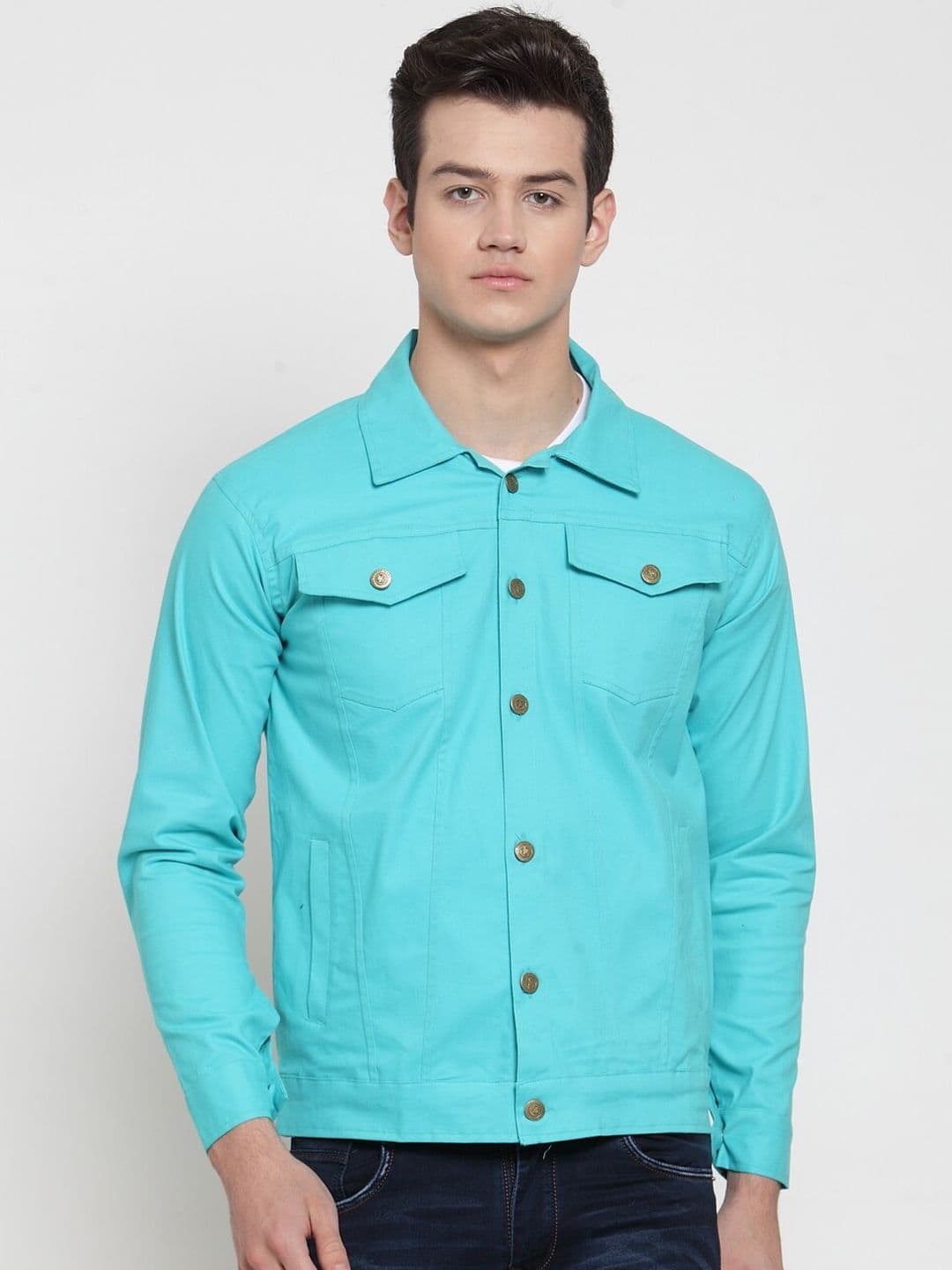 VOXATI Men Cotton Denim Jacket with Patchwork - view 1