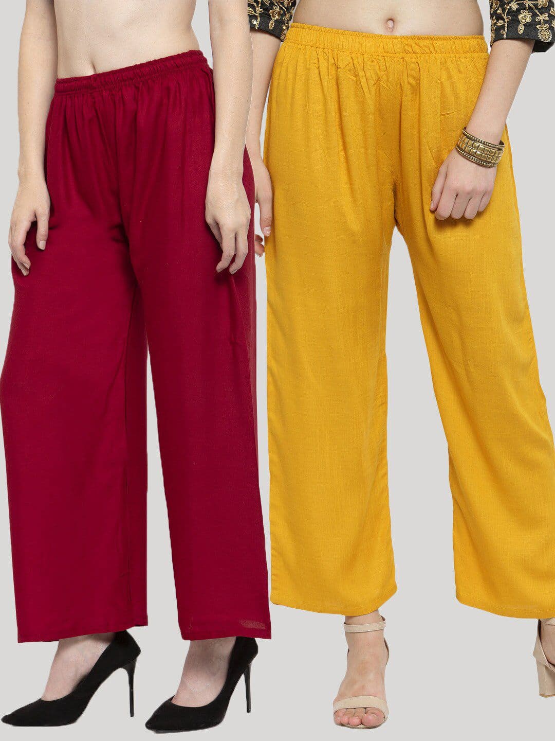 Clora Creation Women Pack of 2 Solid Rayon Straight Palazzos - view 1