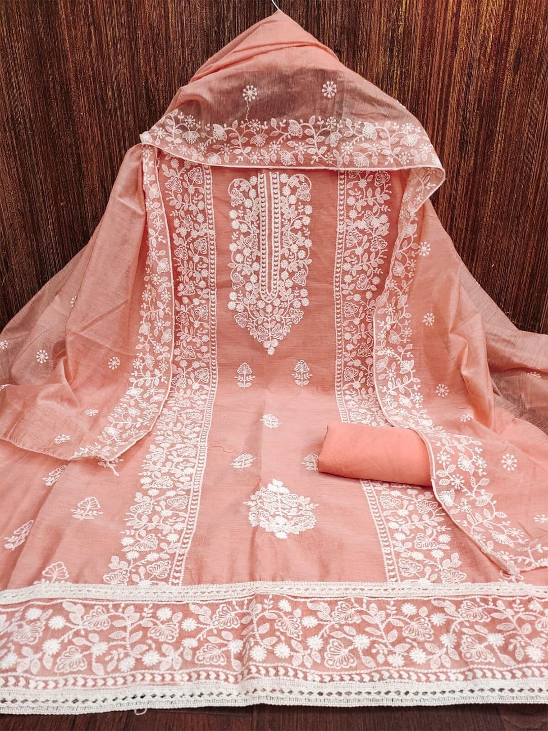 KALINI Embroidered Art Silk Unstitched Dress Material - view 1
