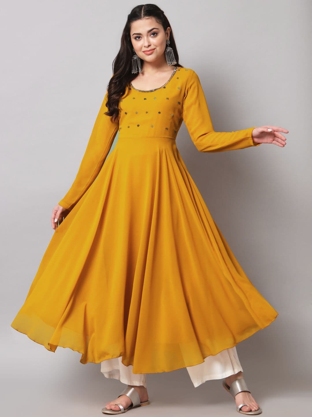 Poshak Hub Women Embellished Georgette Anarkali Kurta - view 1