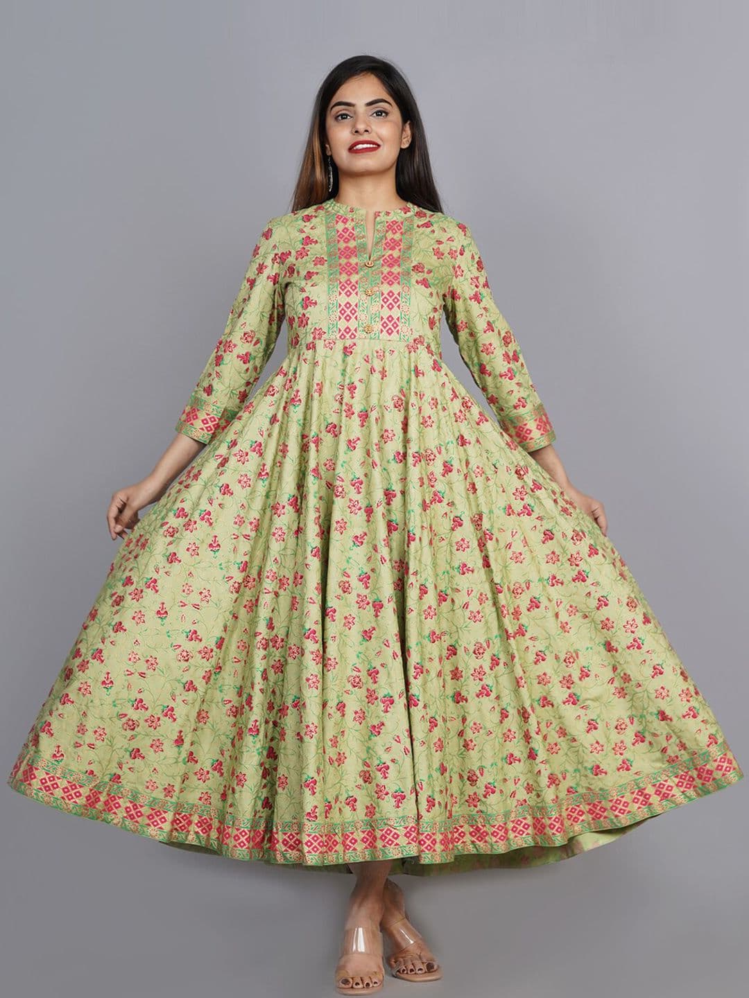 KALINI Women Floral Printed Anarkali Kurta - view 1