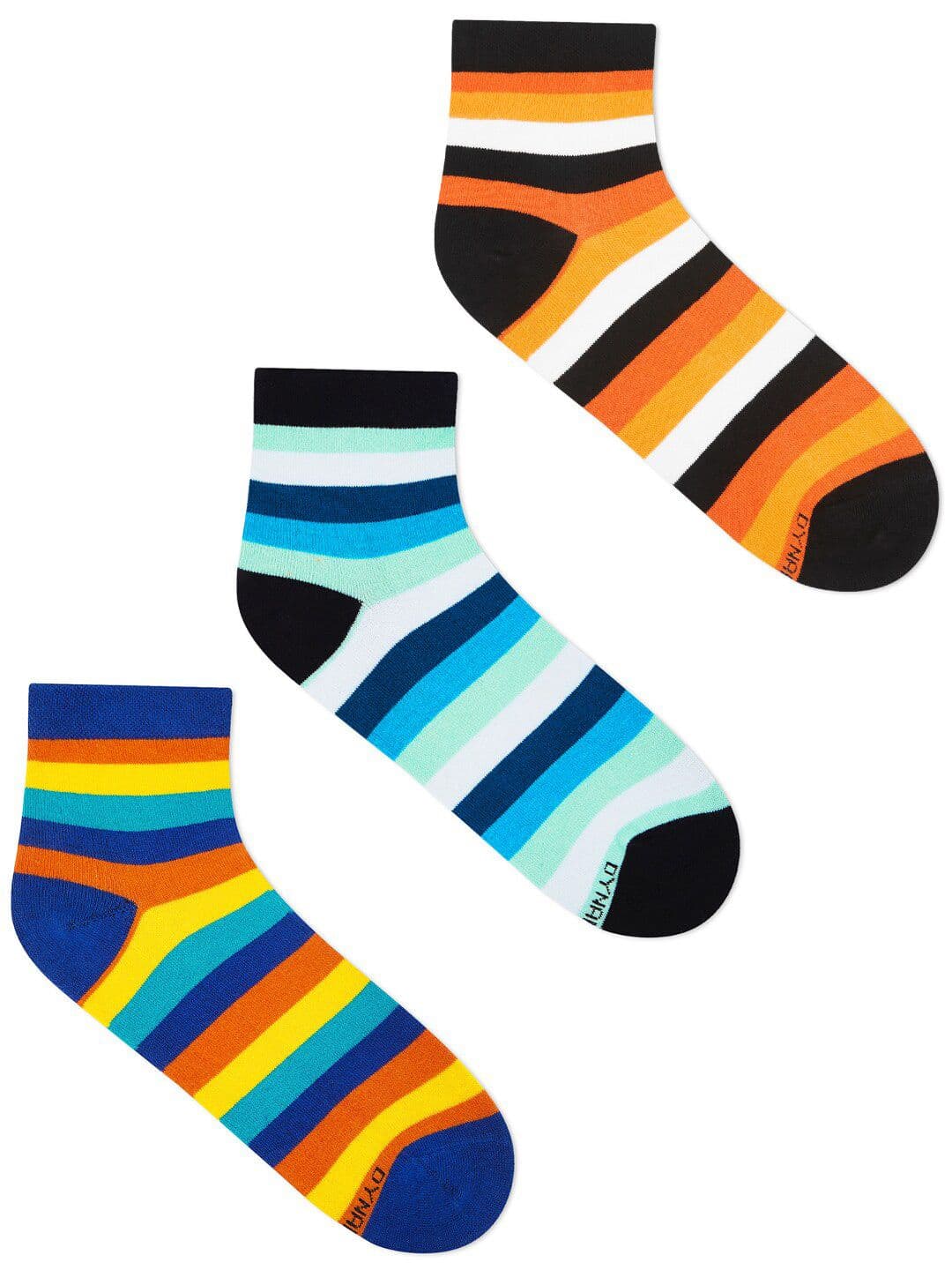 Dynamocks Pack Of 3 Cotton Striped Ankle-Length Socks - view 1