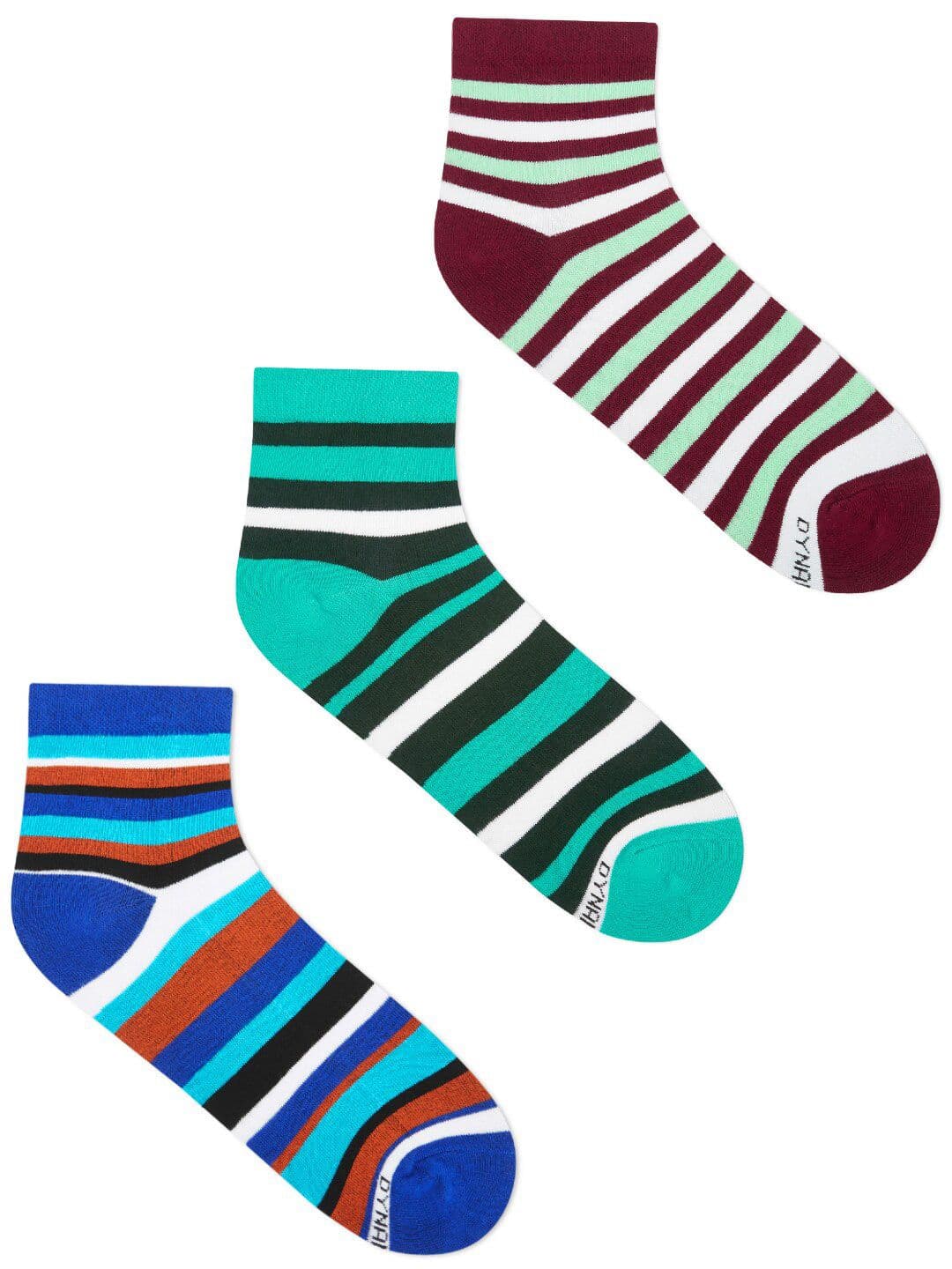 Dynamocks Pack Of 3 Striped Patterned Ankle-Length Socks - view 1