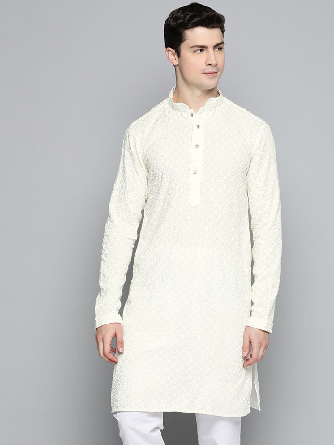 Jompers Men Ethnic Motif Embroidered Pure Cotton Kurta - view 1