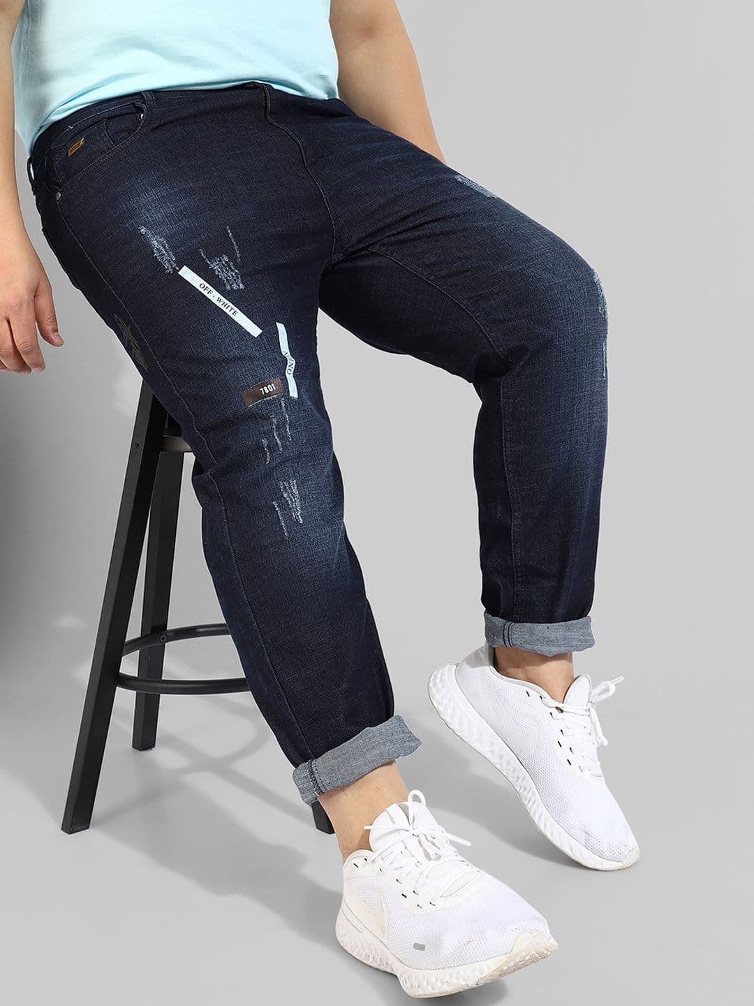 Instafab Plus Men Plus Size Relaxed Fit Mildly Distressed Stretchable Jeans - view 1