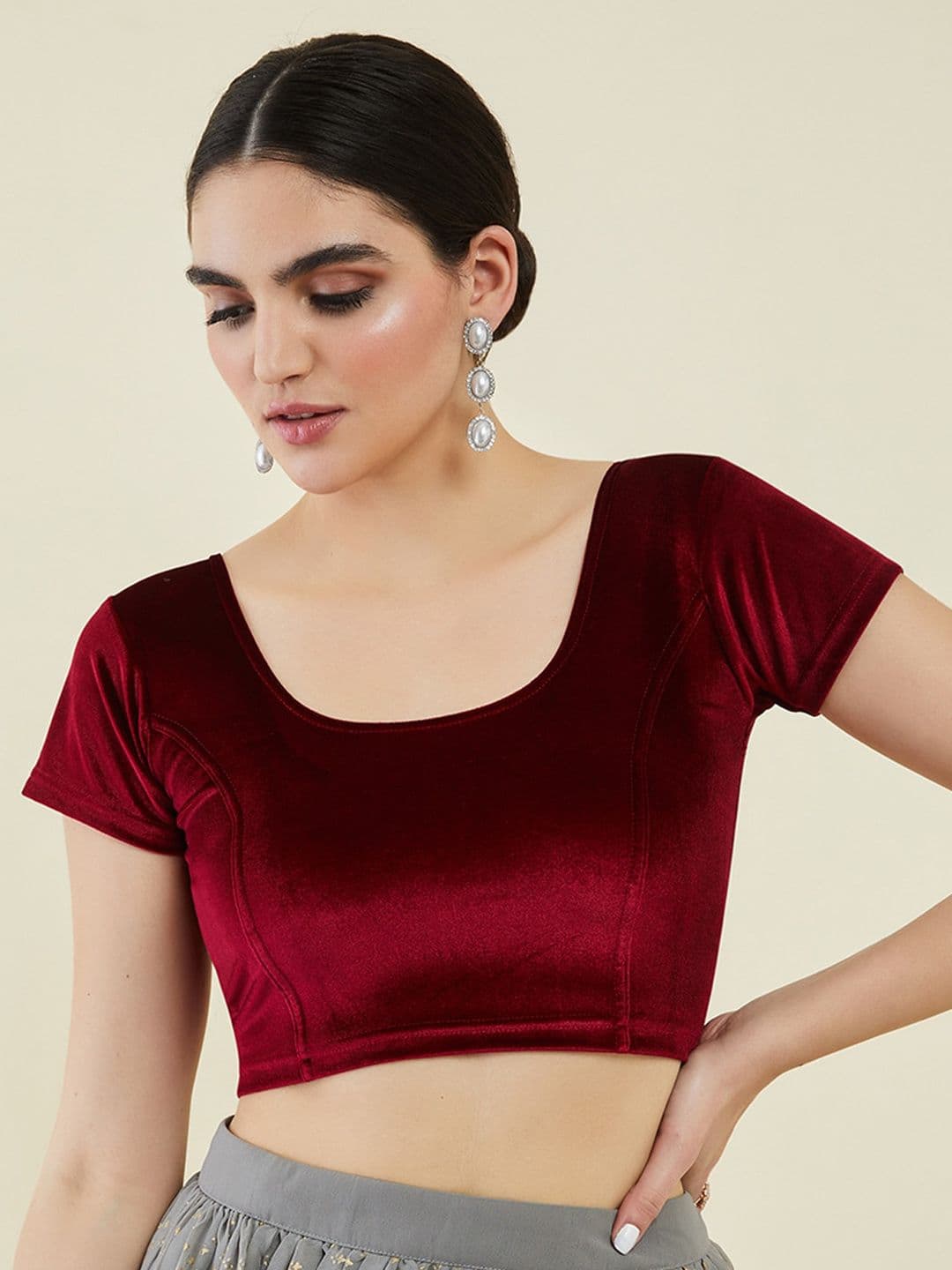 Soch Velvet Princess Cut Saree Blouse - view 1