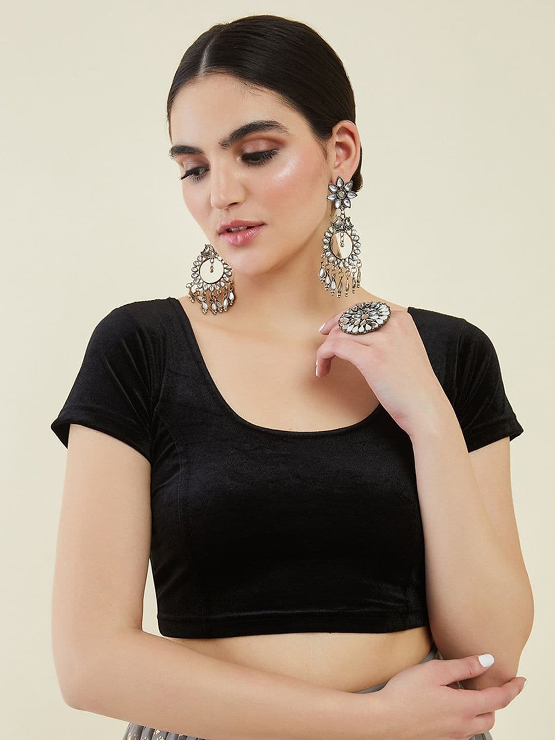 Soch Velvet Princess Cut Saree Blouse - view 1
