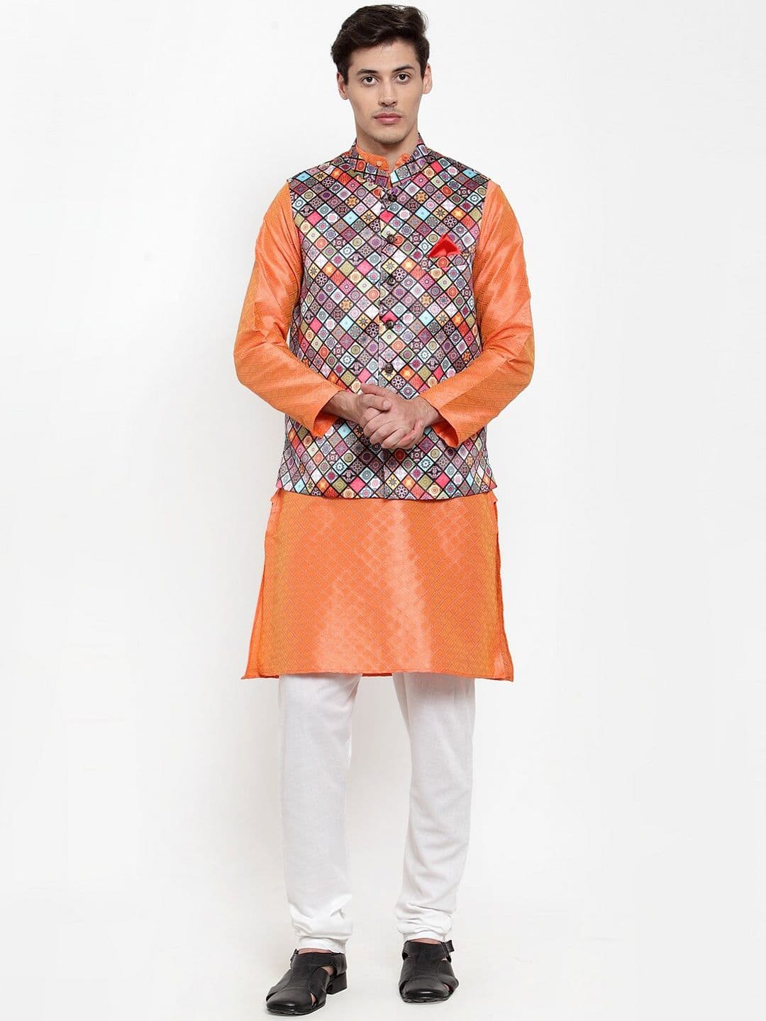 NEUDIS Men Printed Satin Nehru Jacket - view 1
