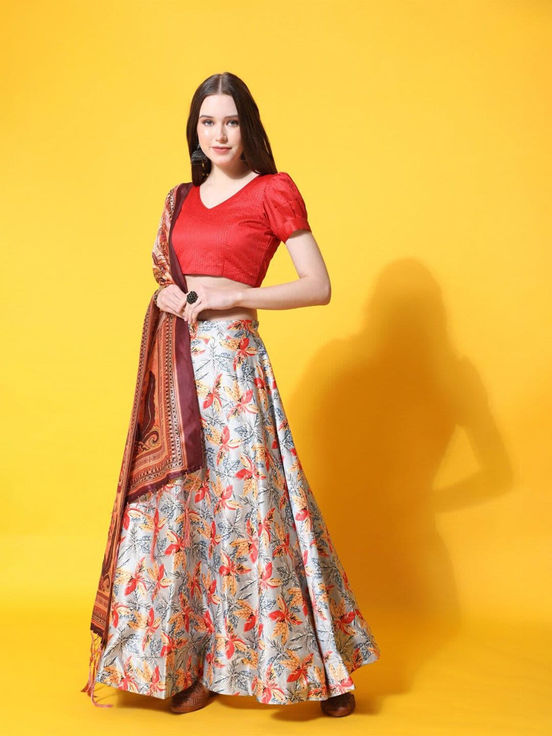 Kaizen TEXO FAB Printed Semi-Stitched Lehenga & Unstitched Blouse With Dupatta - view 1