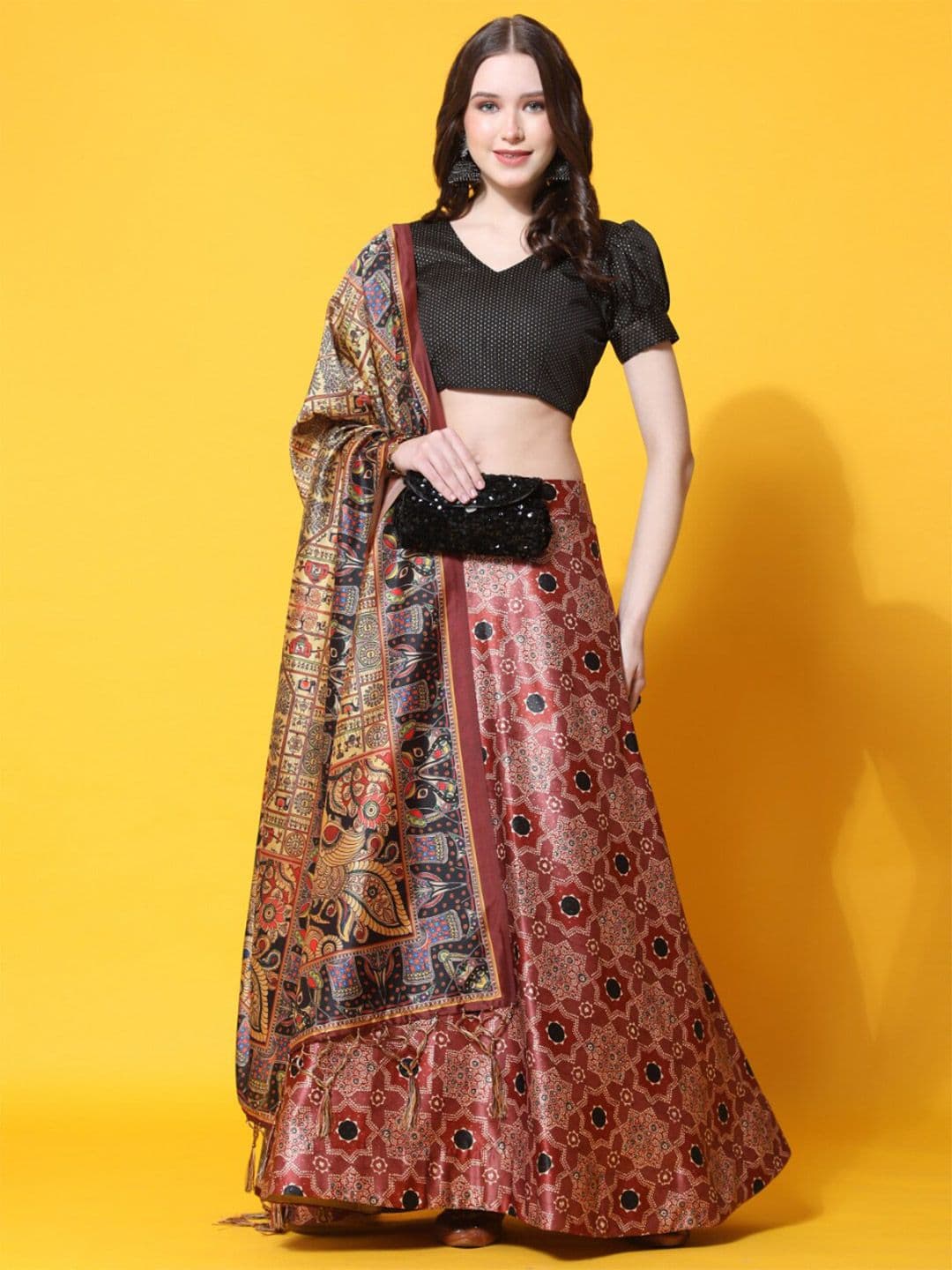 Kaizen TEXO FAB Printed Semi-Stitched Lehenga & Unstitched Blouse With Dupatta - view 1
