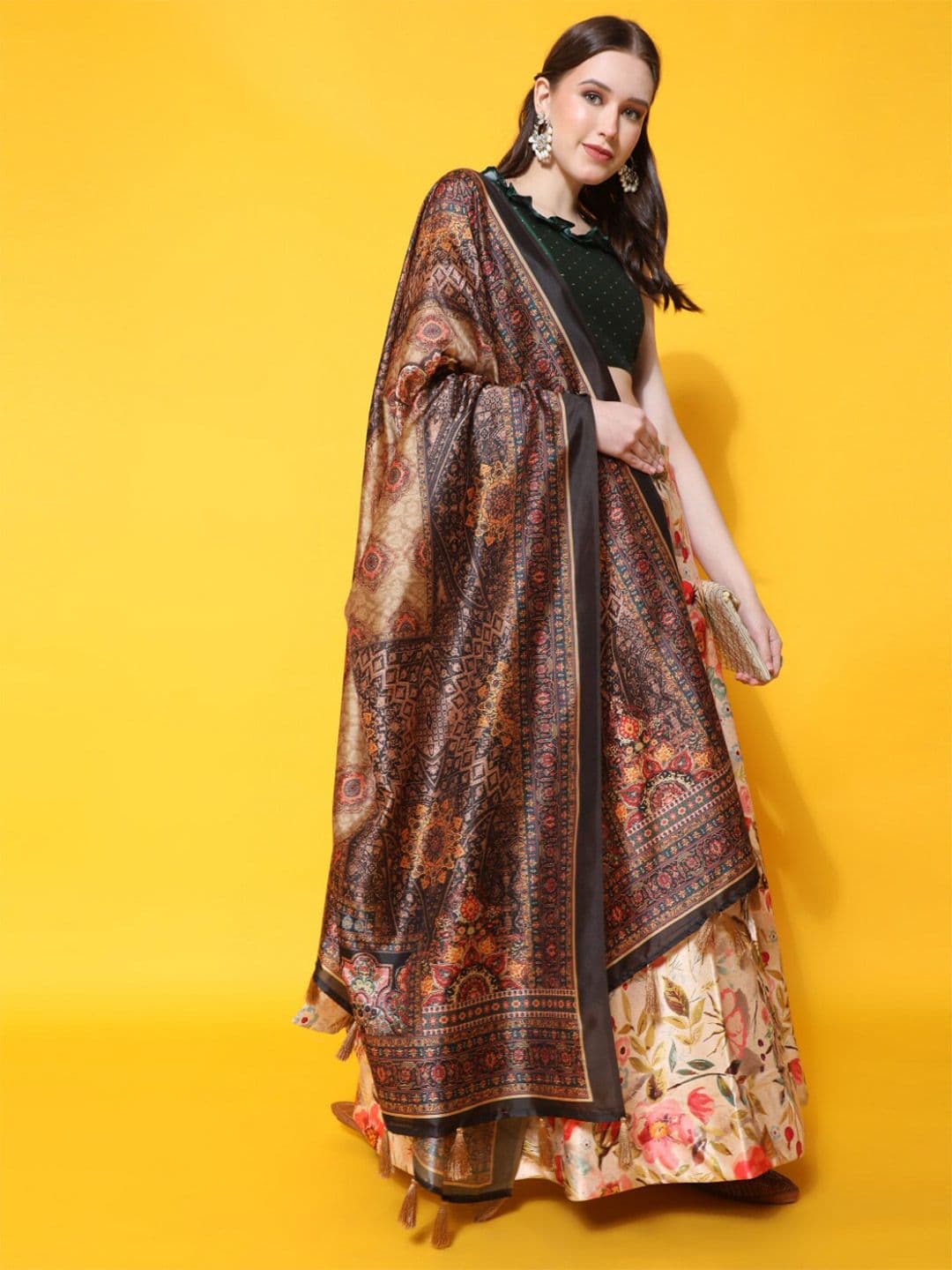 Kaizen TEXO FAB Printed Semi-Stitched Lehenga & Unstitched Blouse With Dupatta - view 1