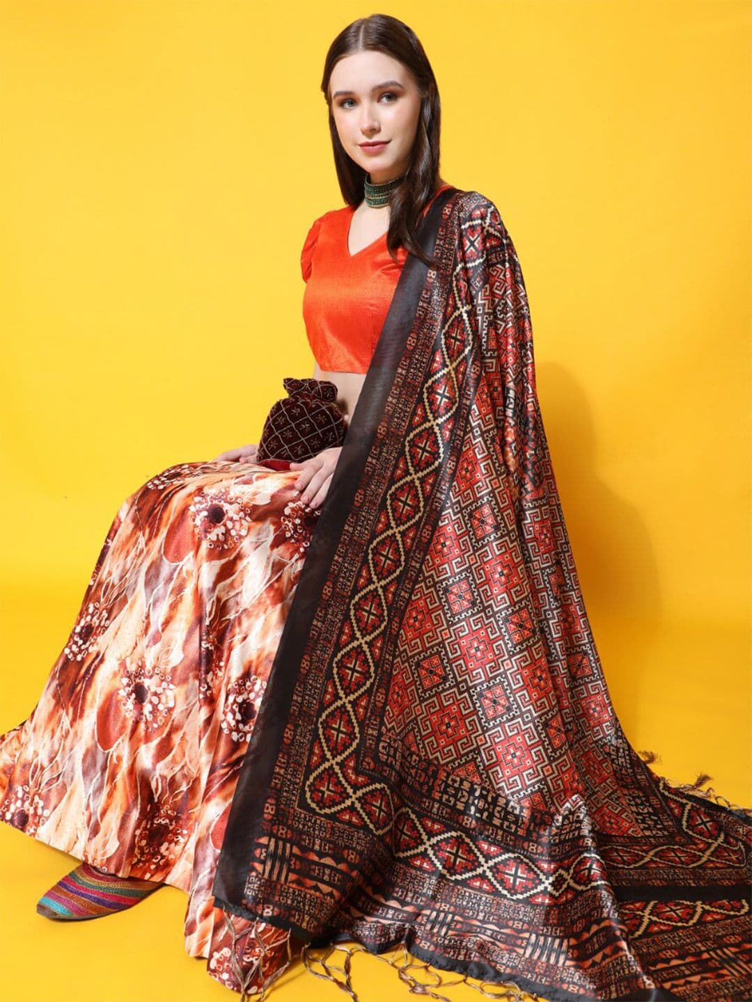 Kaizen TEXO FAB Printed Semi-Stitched Lehenga & Unstitched Blouse With Dupatta - view 1