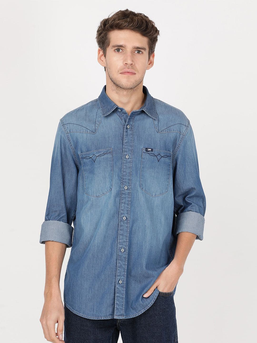 Lee Men Faded Casual Cotton Shirt - view 1