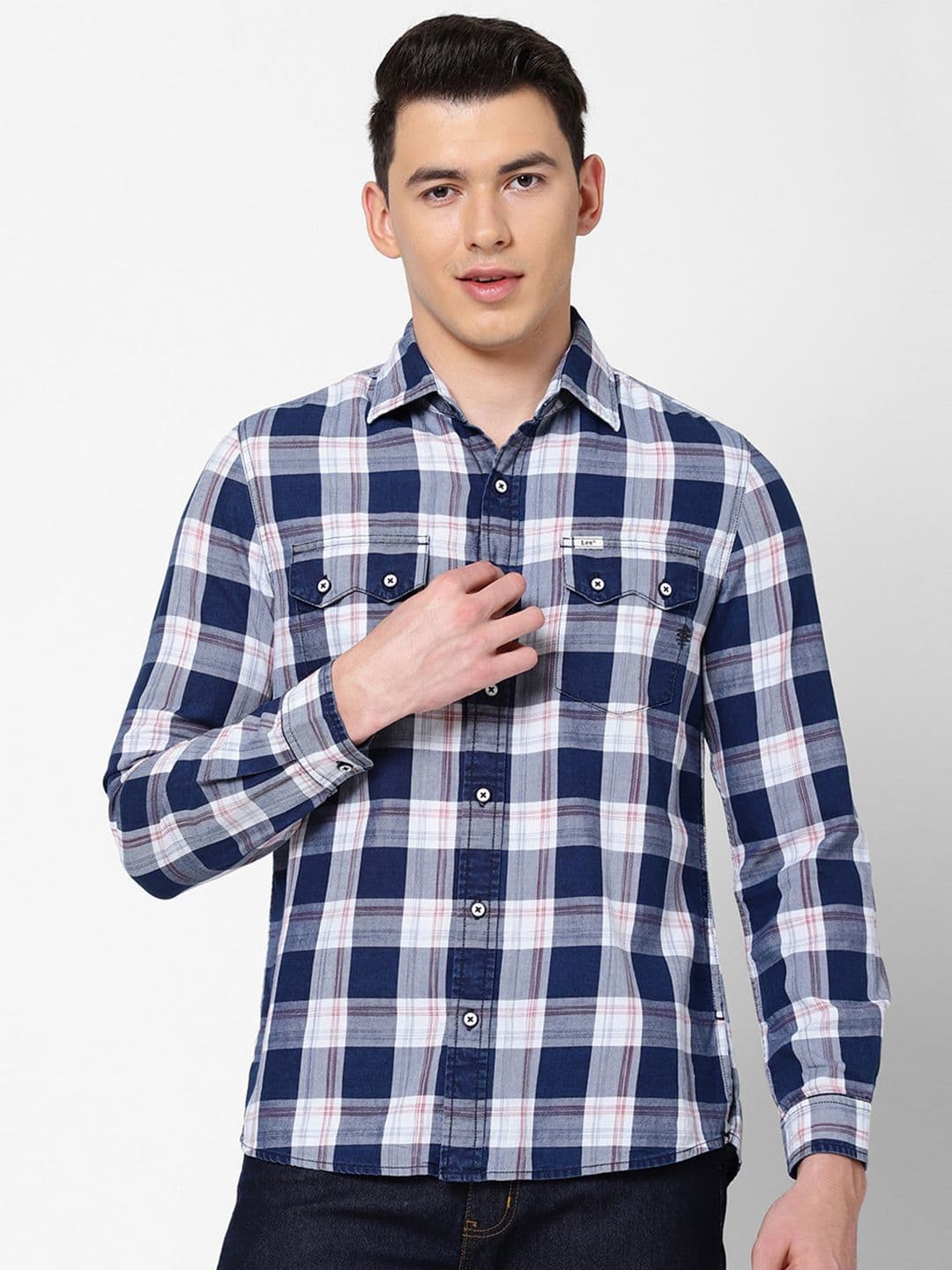 Lee Men White Slim Fit Buffalo Checks Checked Casual Shirt - view 1