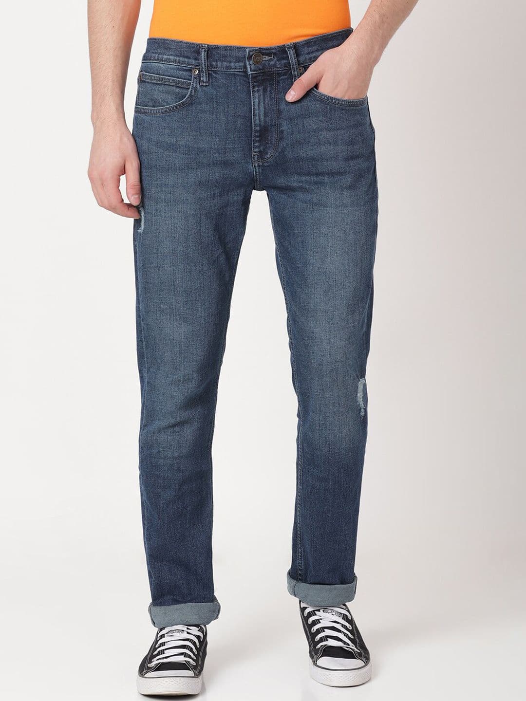 Lee Men Slim Fit Low Distress Light Fade Cotton Jeans - view 1