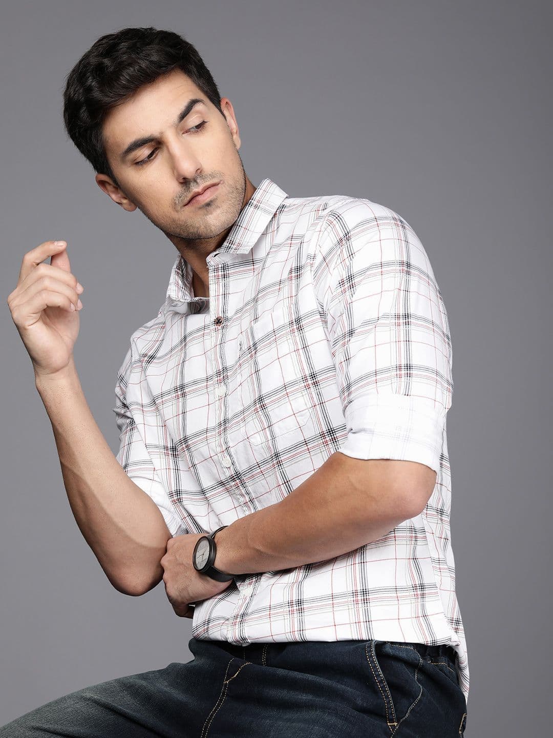 WROGN Men Pure Cotton Slim Fit Tartan Checked Casual Shirt - view 1