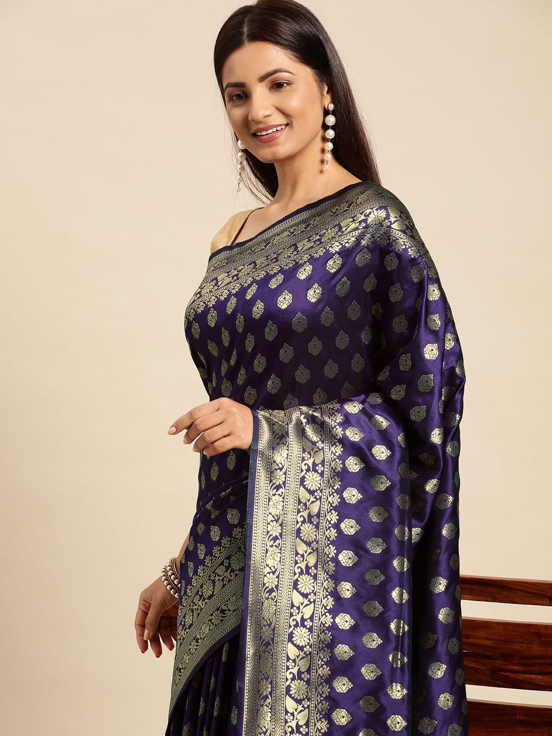 Royal Rajgharana Saree Woven Design Ethnic Motifs Zari Art Silk Banarasi Saree - view 1