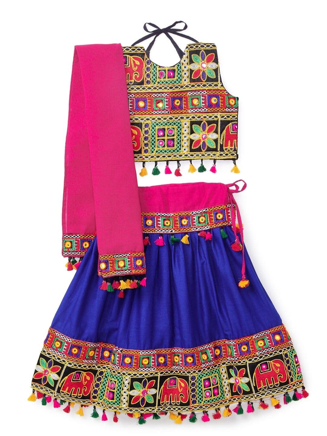BANJARA INDIA Girls Embroidered Ready to Wear Cotton Lehenga & Blouse With Dupatta - view 1