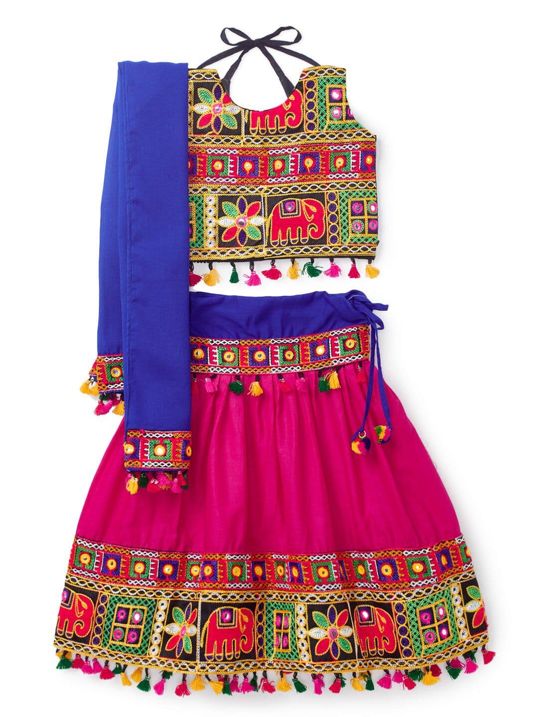 BANJARA INDIA Girls Embroidered Ready to Wear Cotton Lehenga & Blouse With Dupatta - view 1