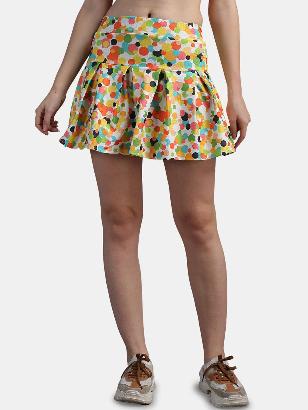N-Gal Polka Dots Printed Mini Skirt With Attached Shorts - view 1