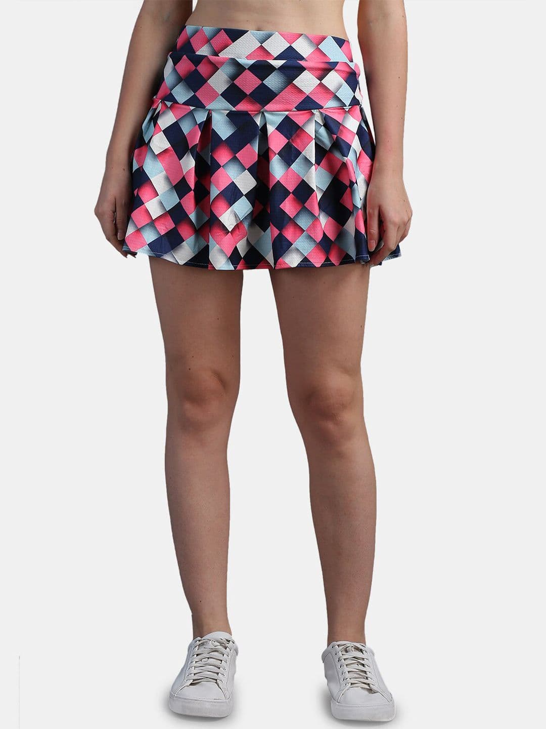 N-Gal Geometric Printed Mini Skirt with Attached Shorts - view 1
