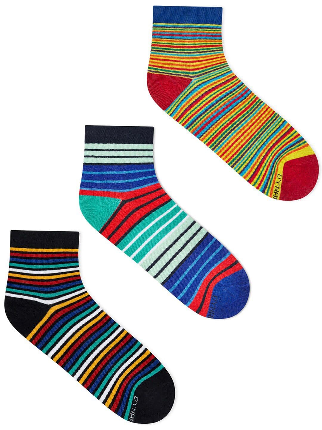 Dynamocks Pack Of 3 Striped Anti-Microbial Ankle-Length Socks - view 1