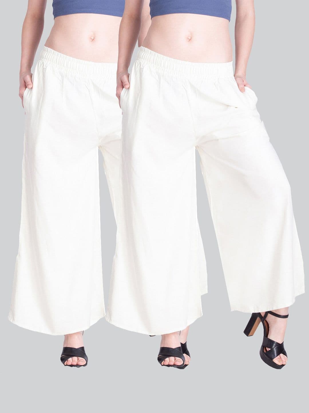 LYRA Women Pack Of 2 Cotton Knitted Palazzos - view 1