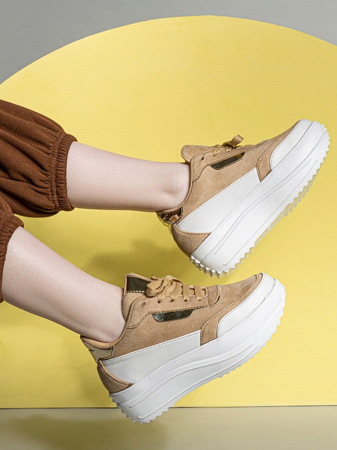 Shezone Women Colourblocked Heeled Lightweight Sneakers - view 1