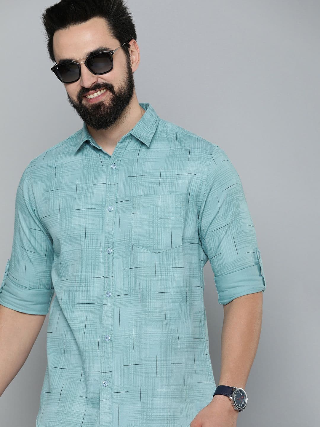HERE&NOW Men Cotton Slim Fit Checked Casual Shirt - view 1