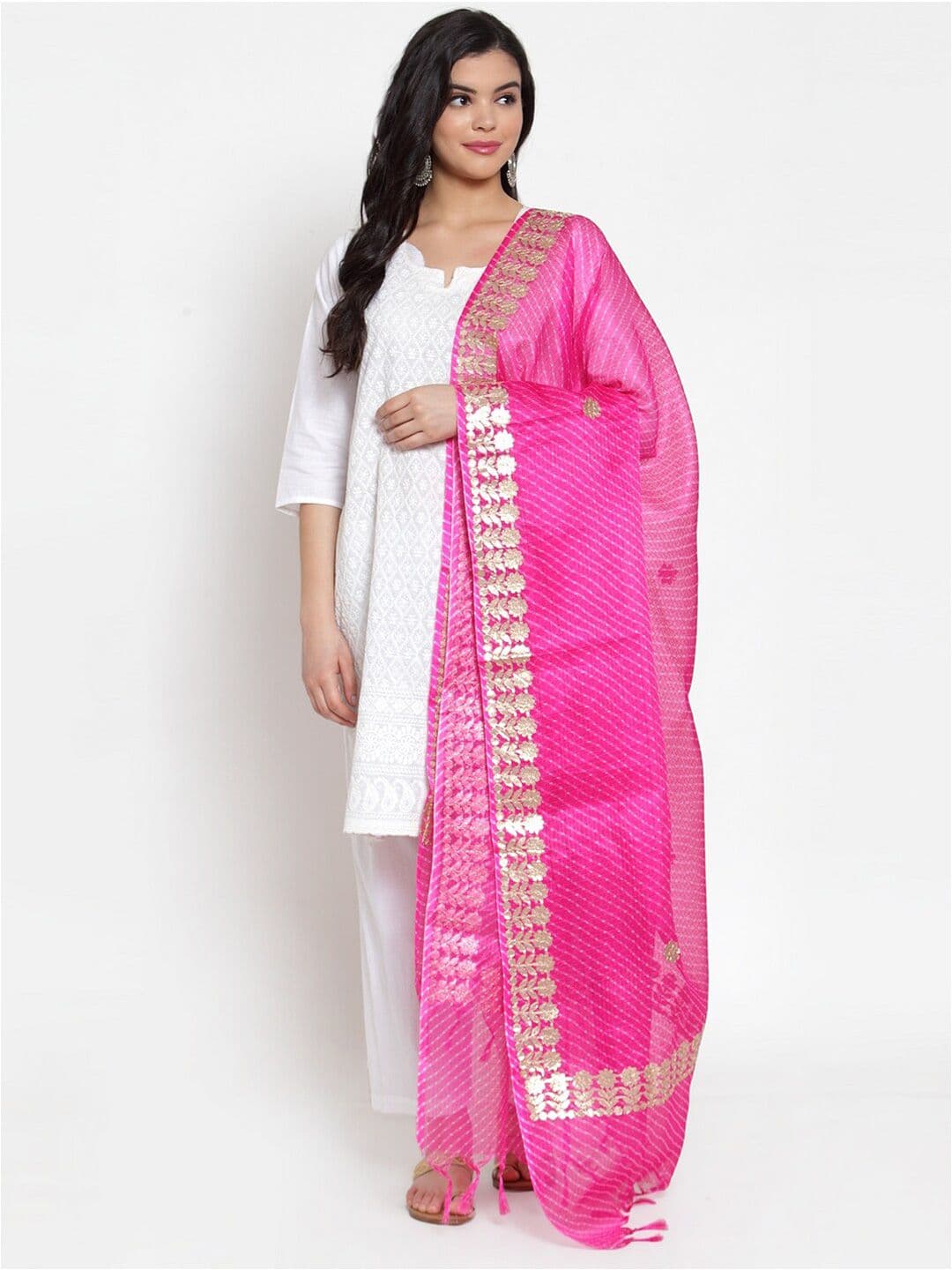 SOUNDARYA Printed Leheriya Dupatta with Gotta Patti - view 1
