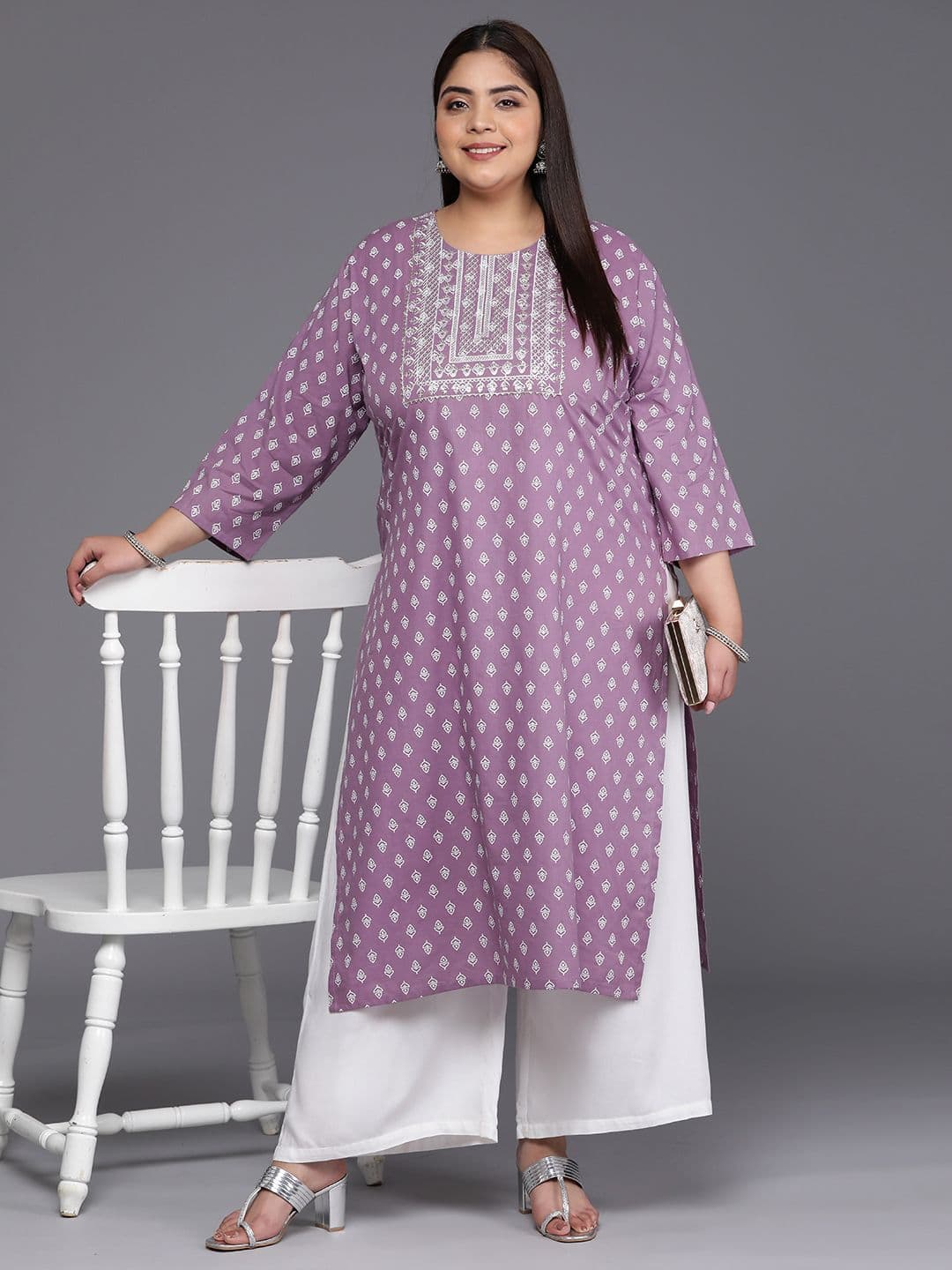 Varanga Plus Size Yoke Design Gotta Patti Cotton Kurta - view 1