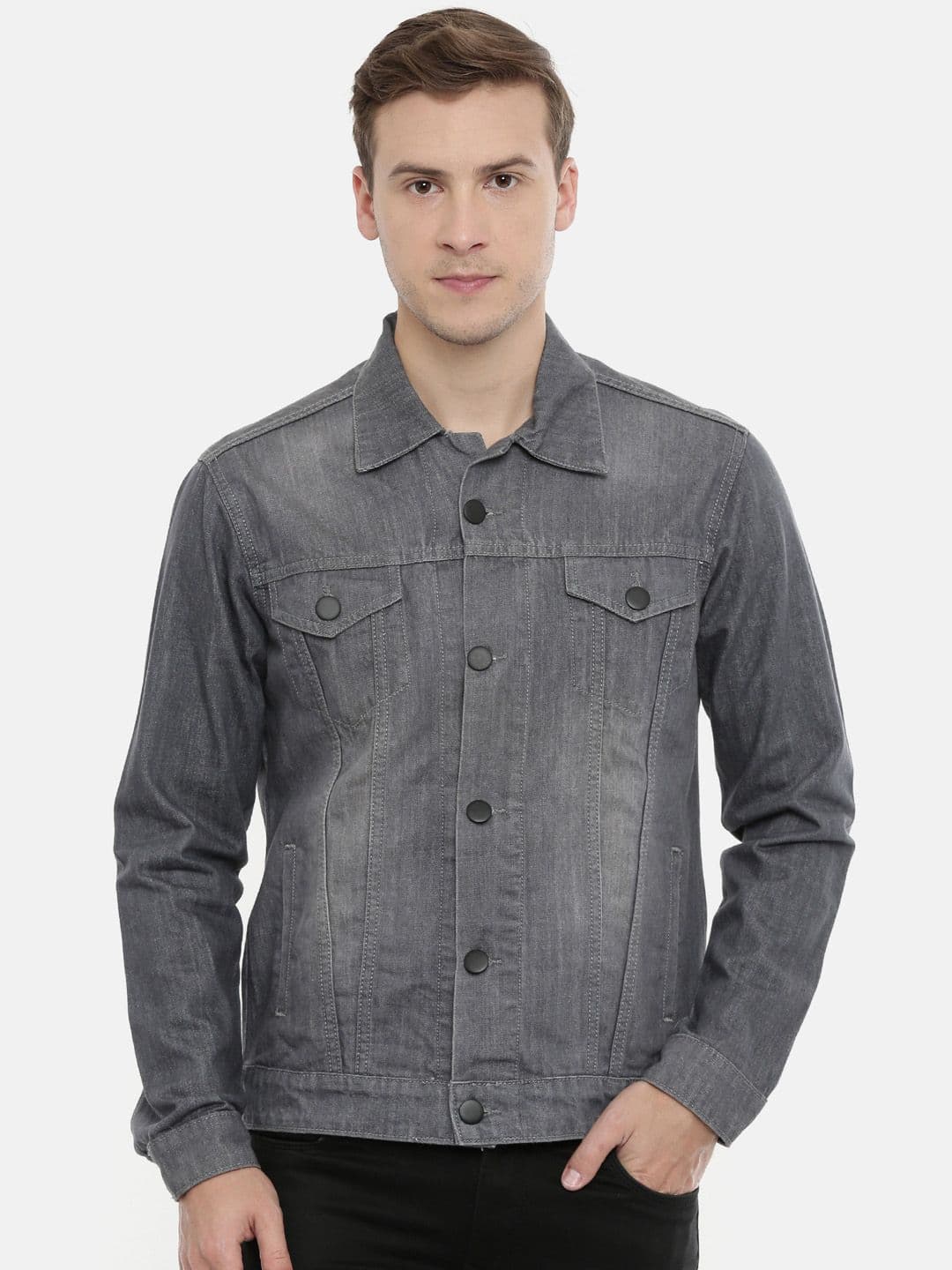 CINOCCI Men Washed Denim Jacket - view 1