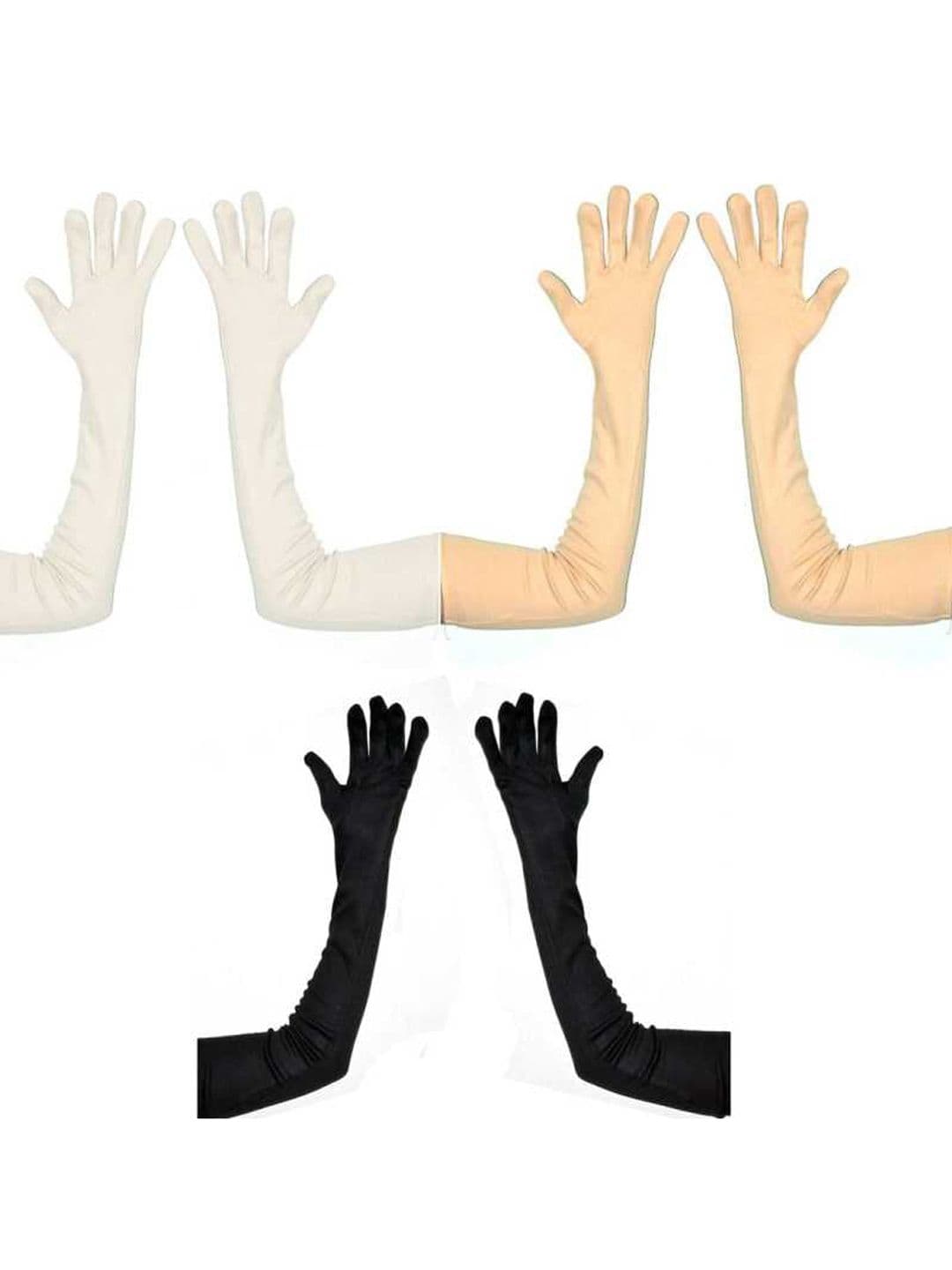 Aadikart Pack Of 3 Cotton Sun Protection Full Hand Gloves