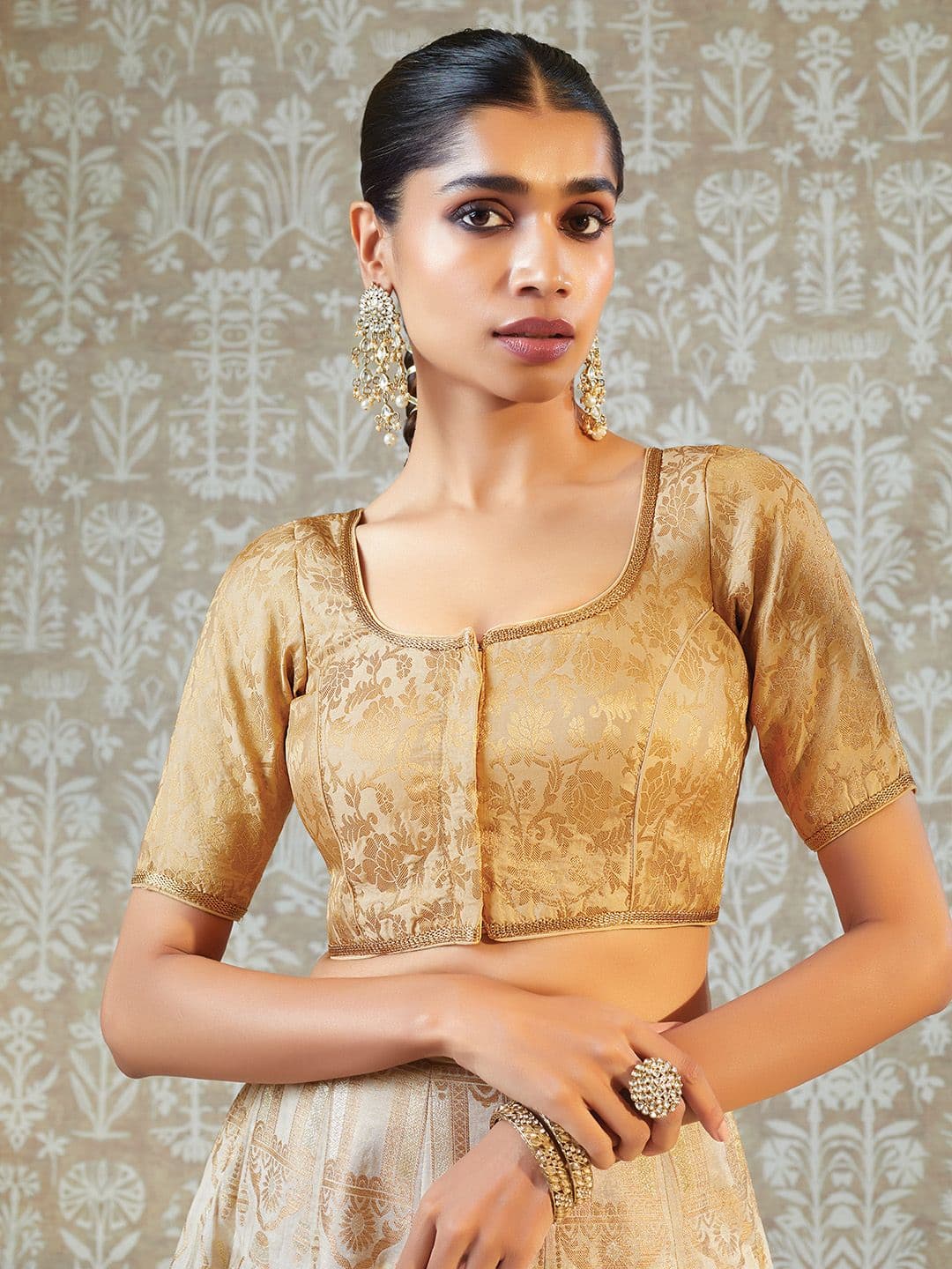 Soch Floral Woven Design Art Silk Saree Blouse - view 1