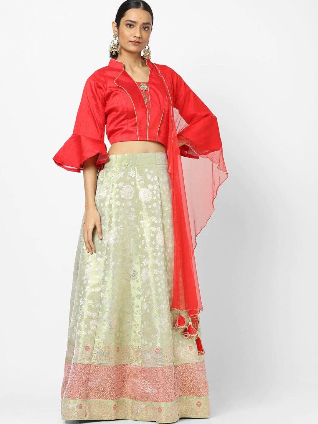 Chhabra 555 Made to Measure Brocade Lehenga With Choli & With Dupatta - view 1