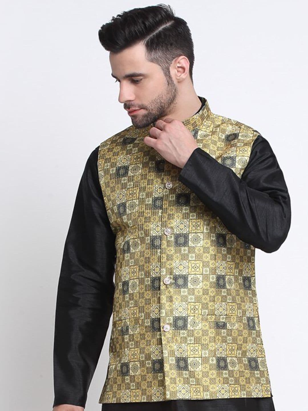 KRAFT INDIA Embroidered Mandarin Collar Ethnic Nehru Jacket - view 1