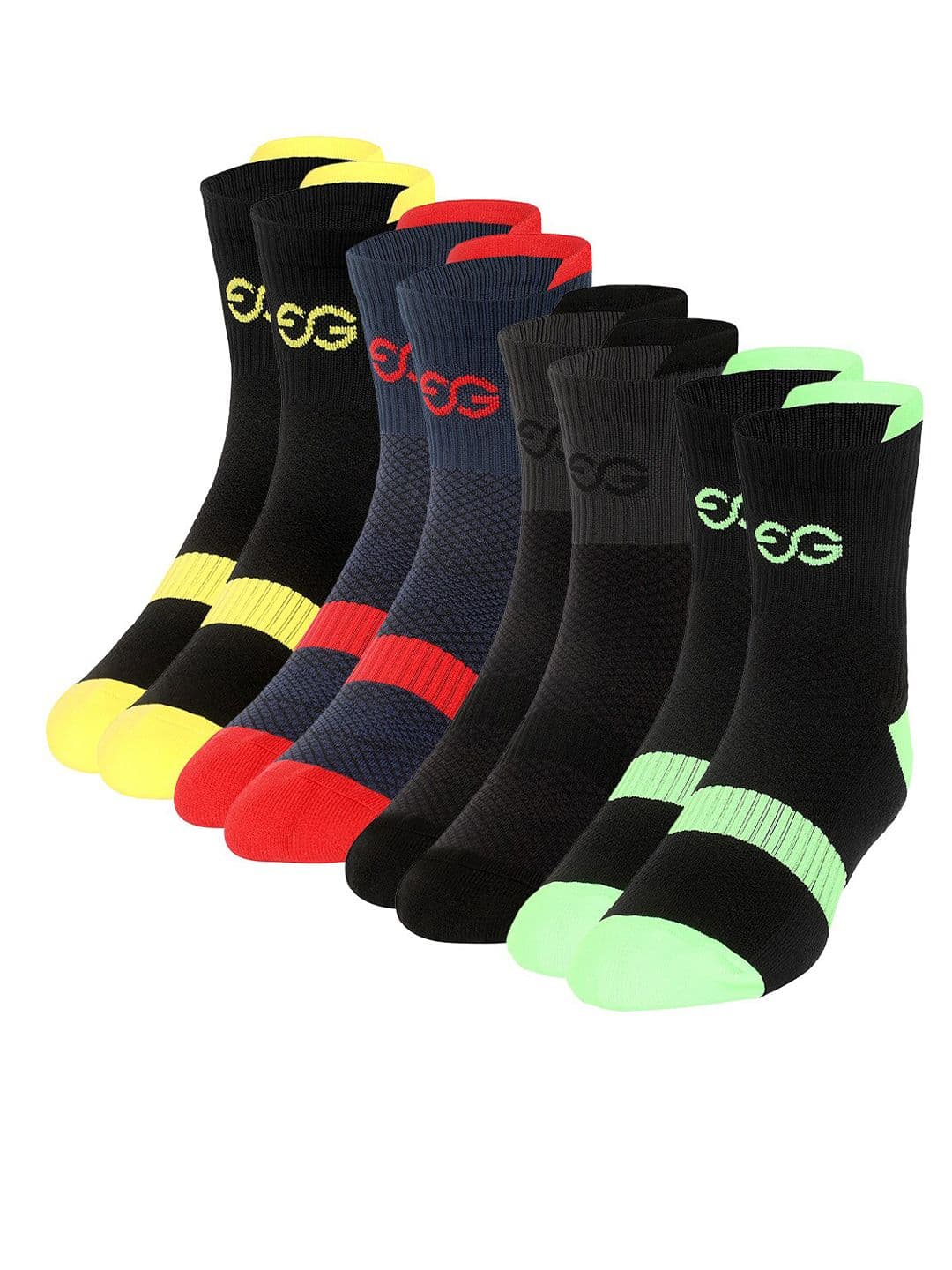SuperGear Men Pack of 4 Patterned Above Ankle Length Cotton Cycling Socks - view 1