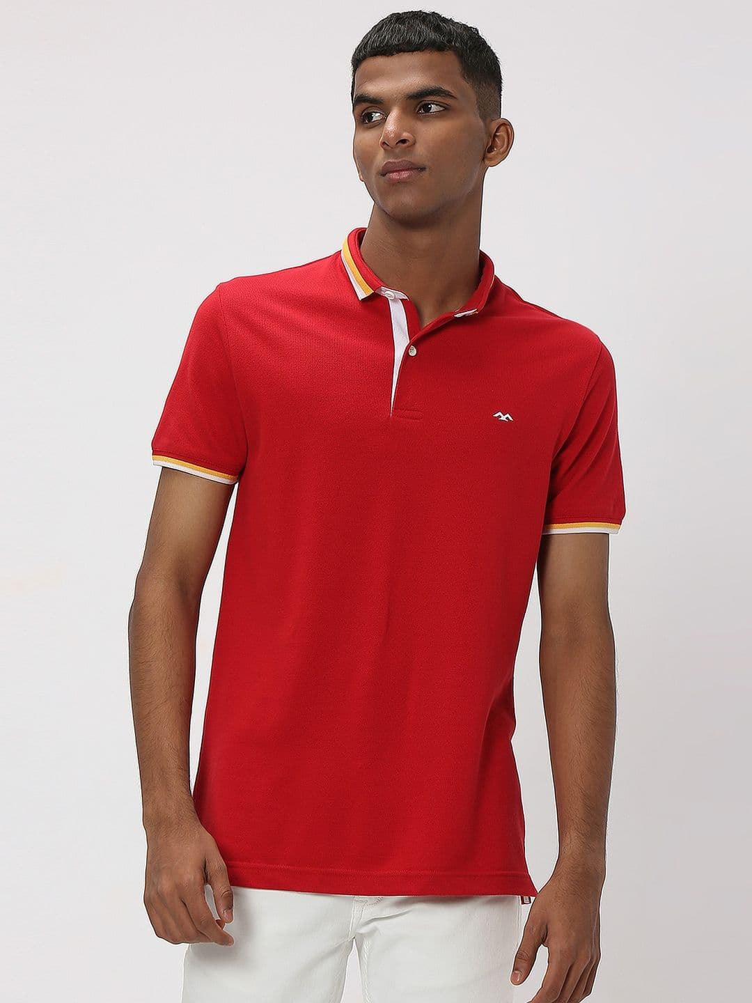 Mufti Pique Polo Collar Pure Cotton Slim Fit T-shrit - view 1