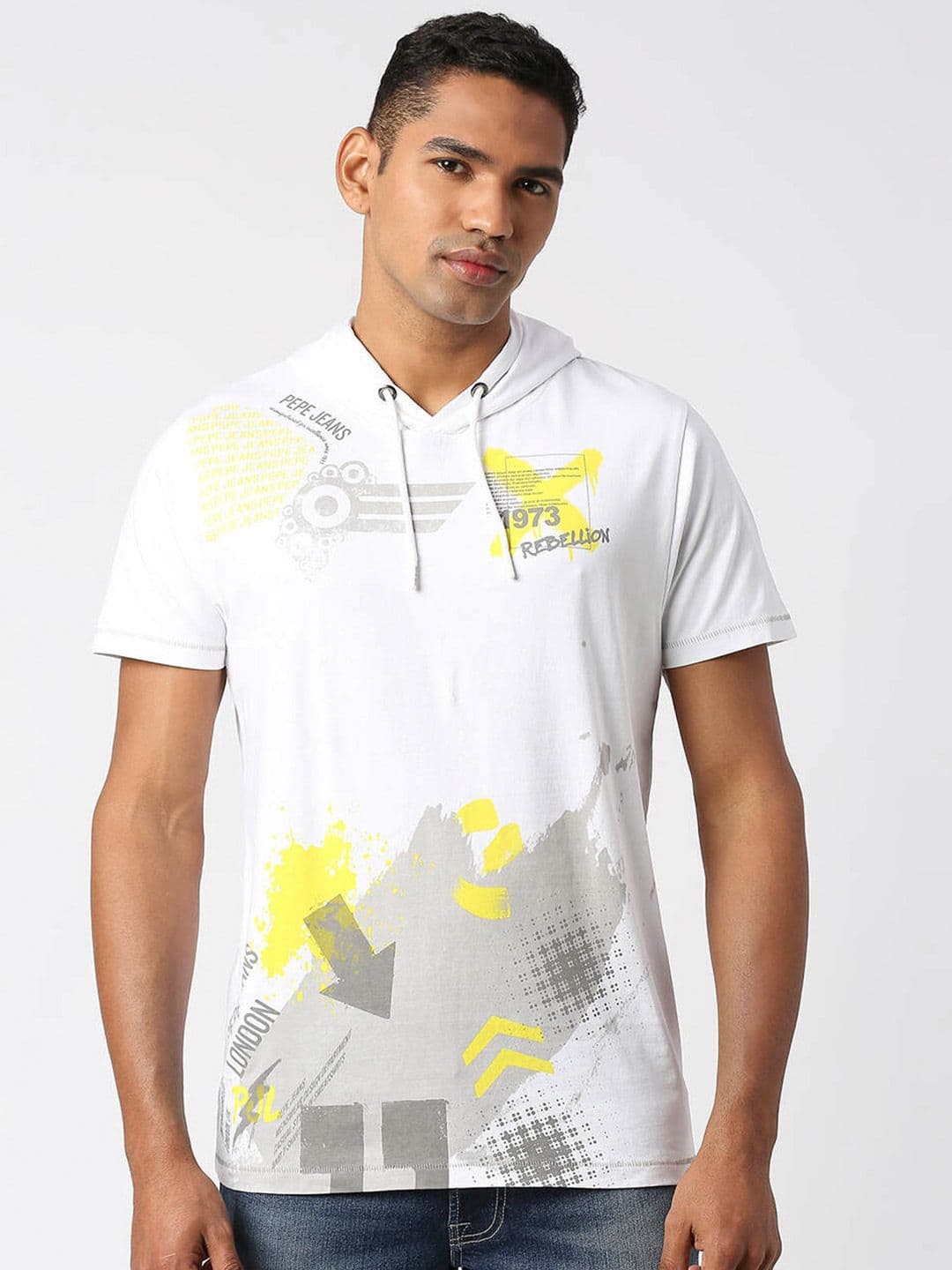 Pepe Jeans Graphic Printed Hooded Pure Cotton T-shirt - view 1