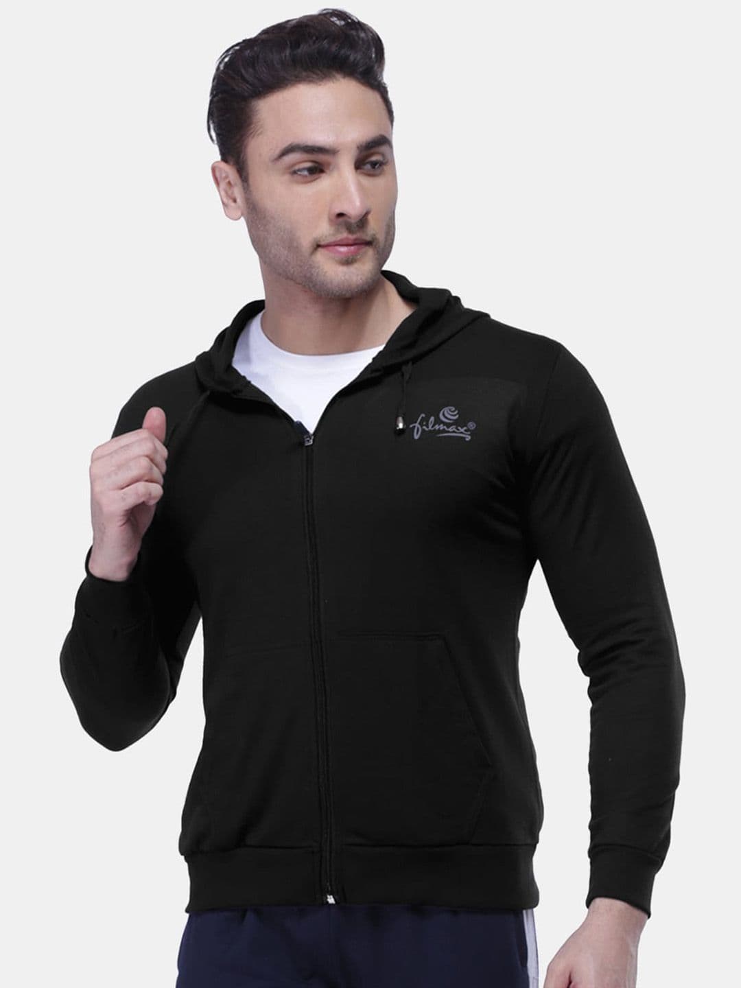 FILMAX ORIGINALS Pure Cotton Long Sleeves Hooded Sporty Jacket - view 1