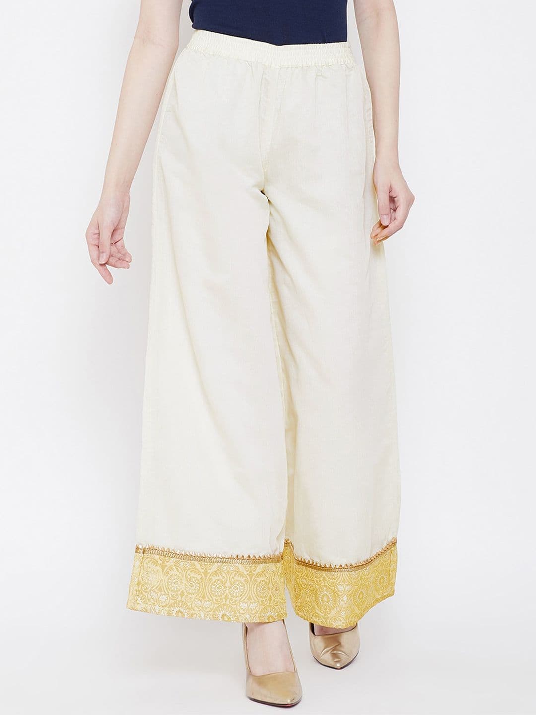Be Indi Women Ethnic Motifs Hem Design Ethnic Wide Leg Palazzo - view 1