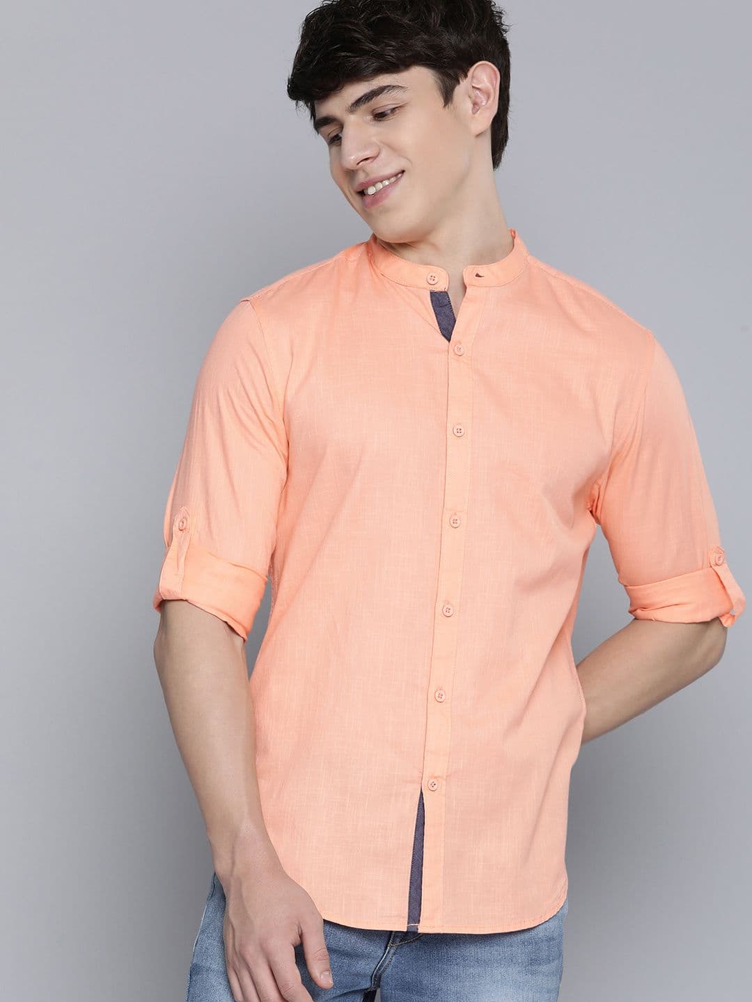 HERE&NOW Mandarin Collar Slim Fit Casual Shirt - view 1