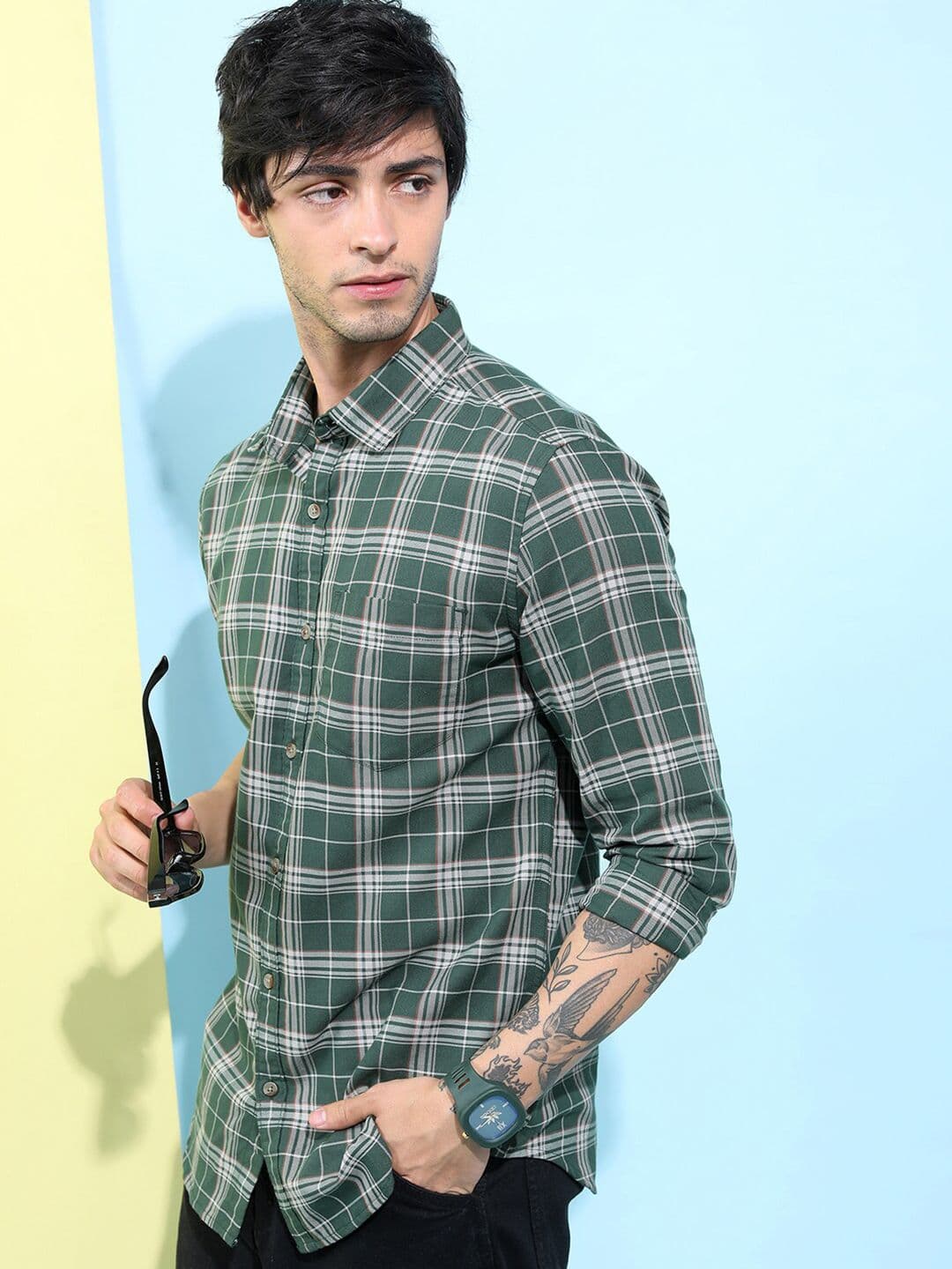 HIGHLANDER Slim Fit Tartan Checks Casual Shirt - view 1