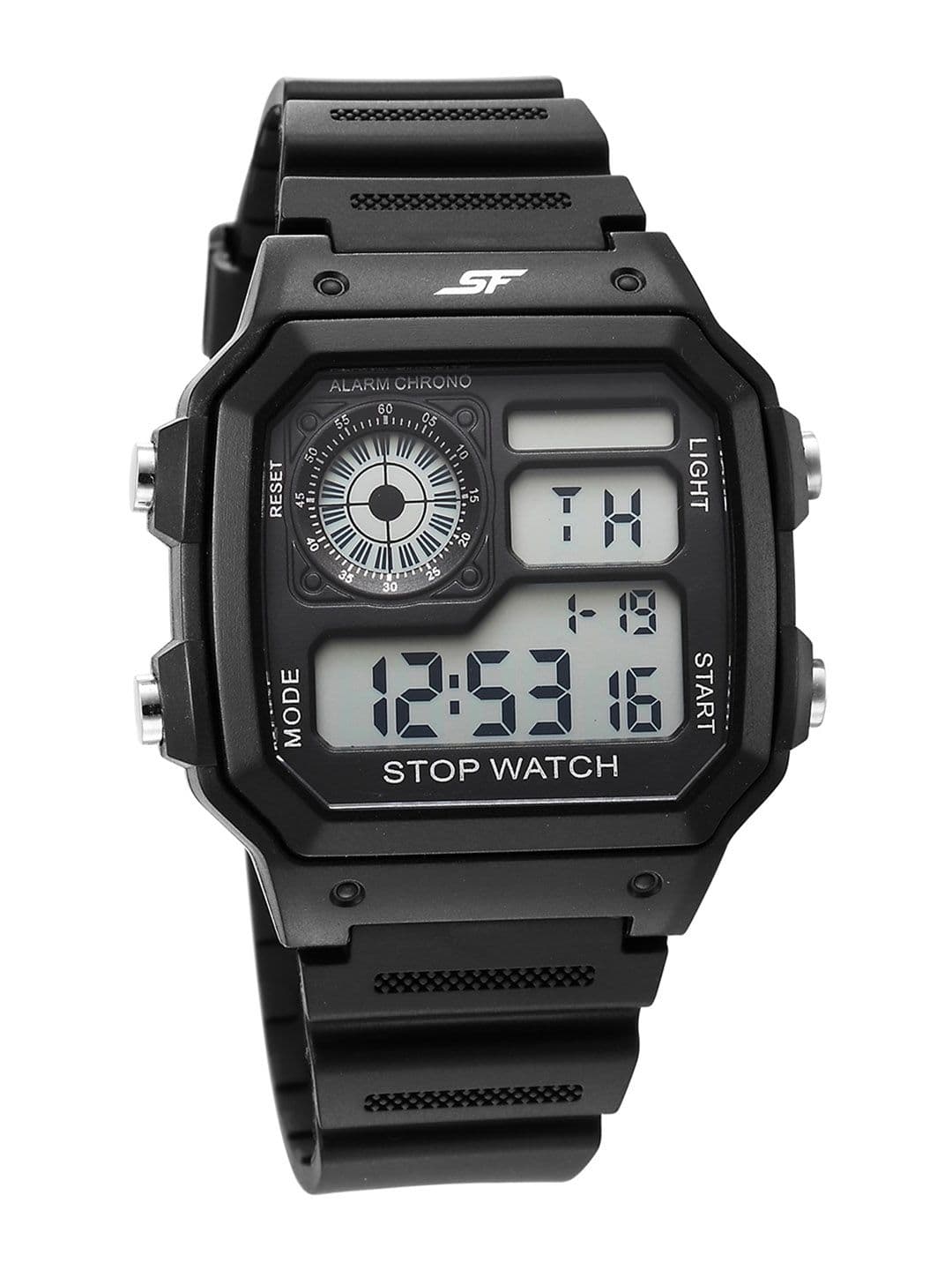 Sonata Sf Hexa Digital With Black Strap Unisex Watch - Nt77123pp01