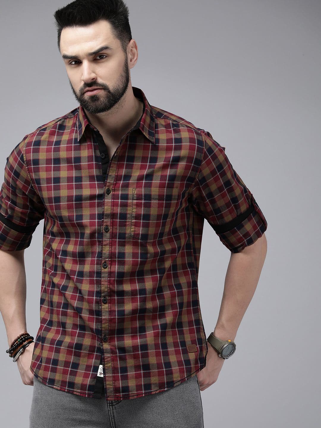 The Roadster Lifestyle Co. Men Pure Cotton Checked Casual Shirt - view 1
