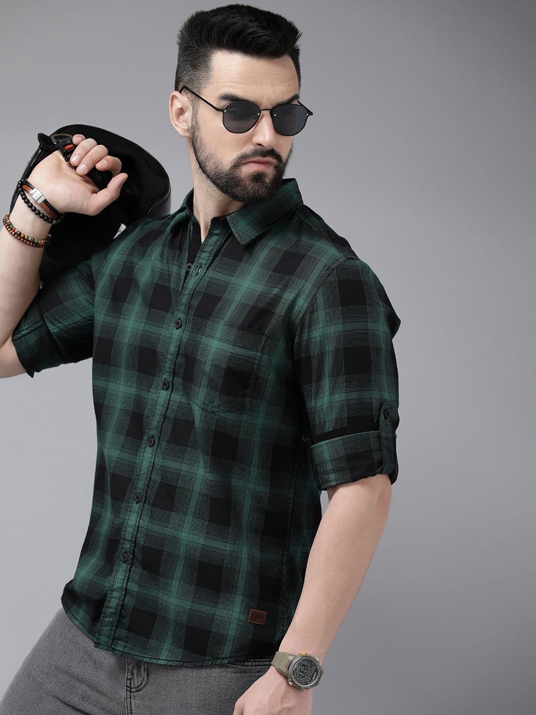 The Roadster Lifestyle Co. Men Pure Cotton Checked Casual Shirt - view 1