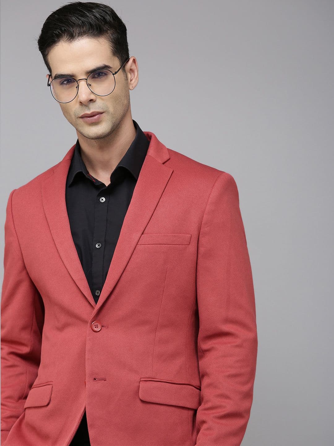Park Avenue Men Self-Design Regular Fit Single-Breasted Formal Blazer