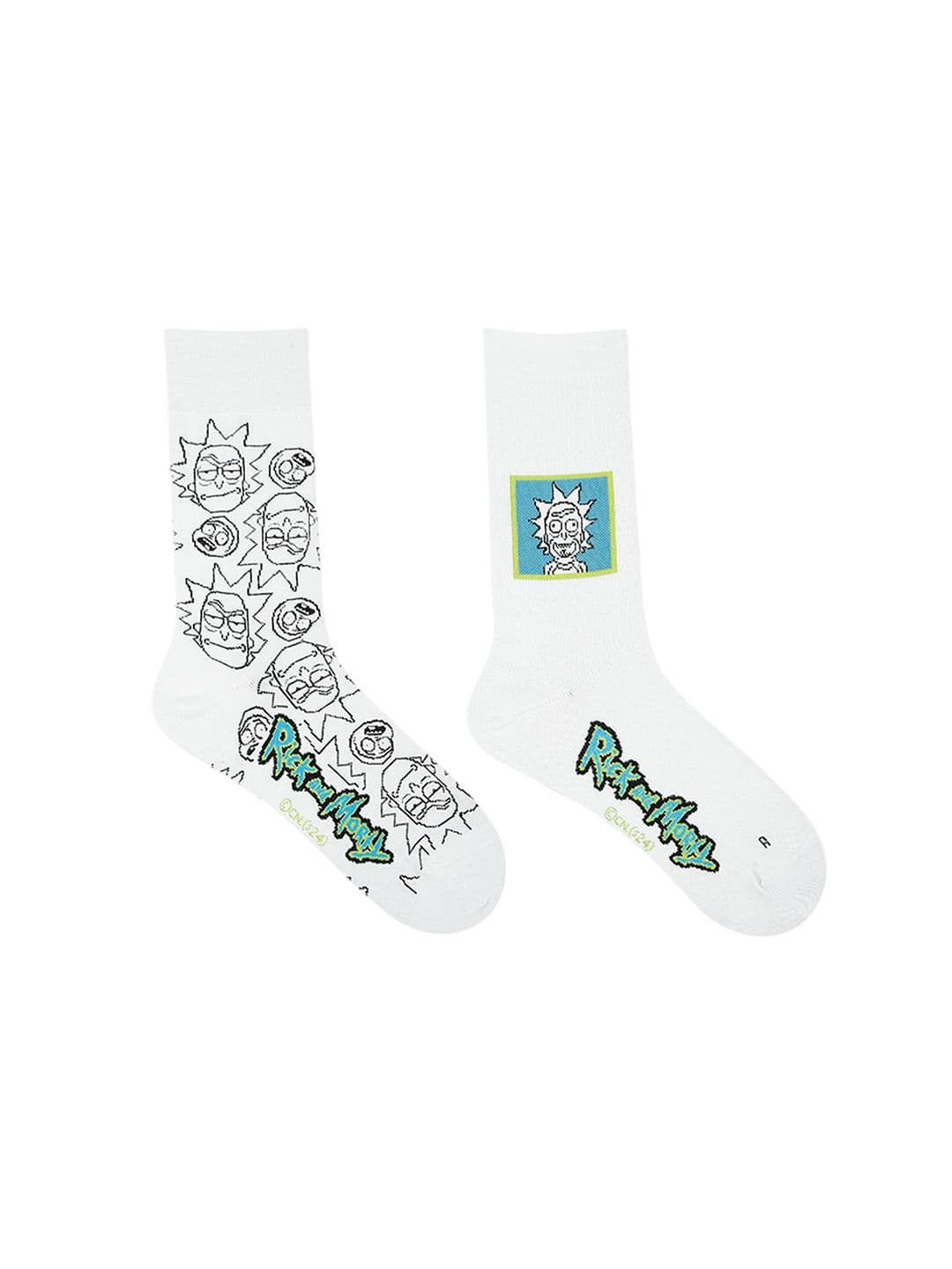 Socksxpress Rick and Morty Men Pack of 2 White Patterned Cotton Calf-Length Socks - view 1